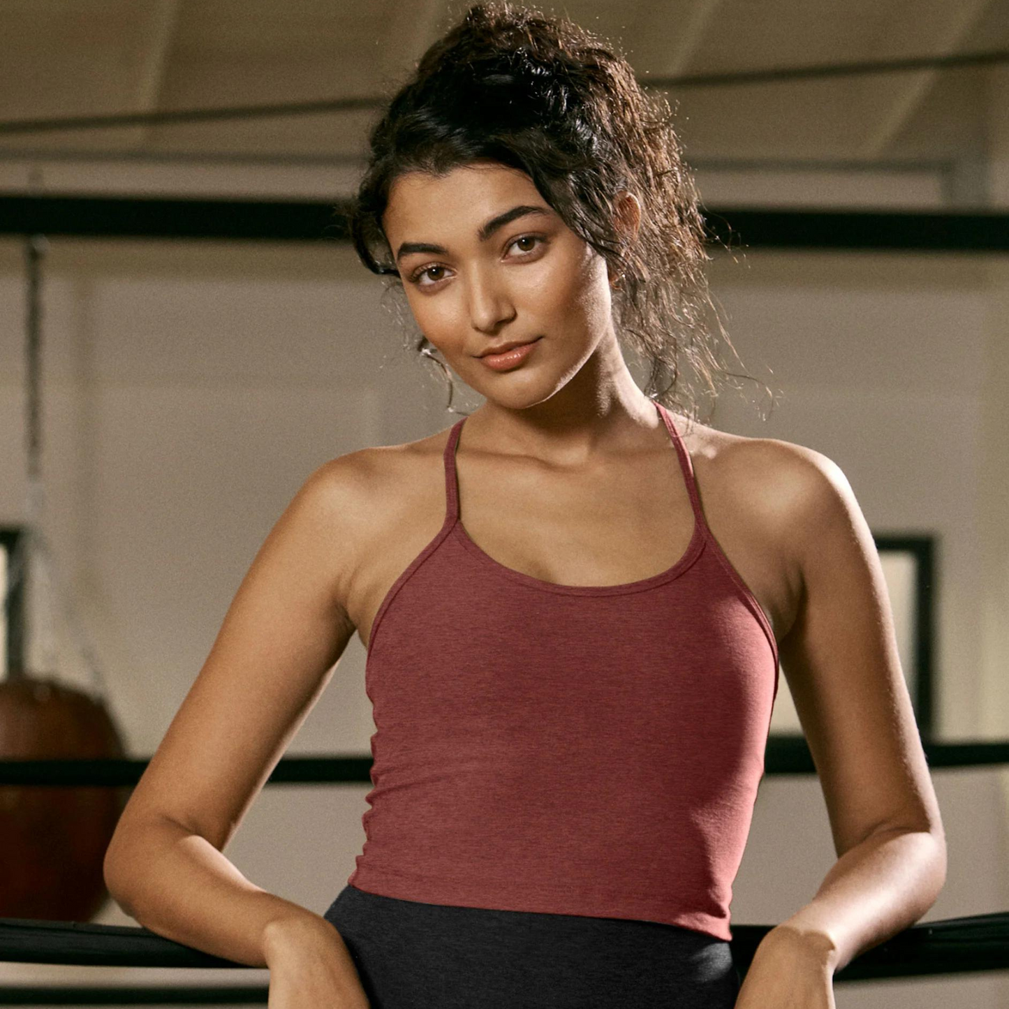 Spacedye Slim Racerback Cropped Tank Grape Rose