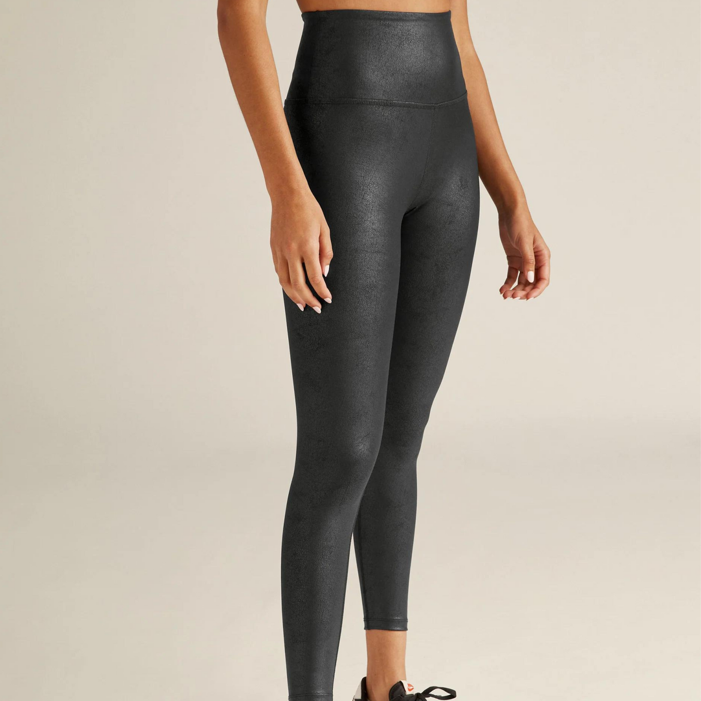 Leatherette High Waisted Midi Legging