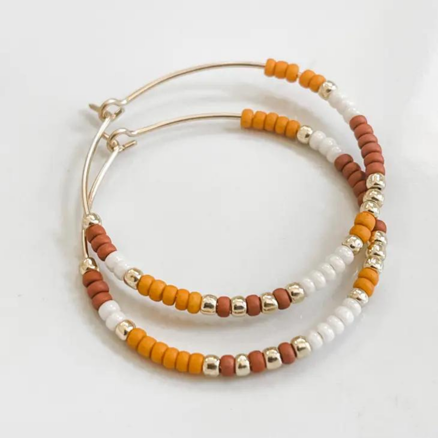 Beaded Hoop Earring - Pumpkin Spice