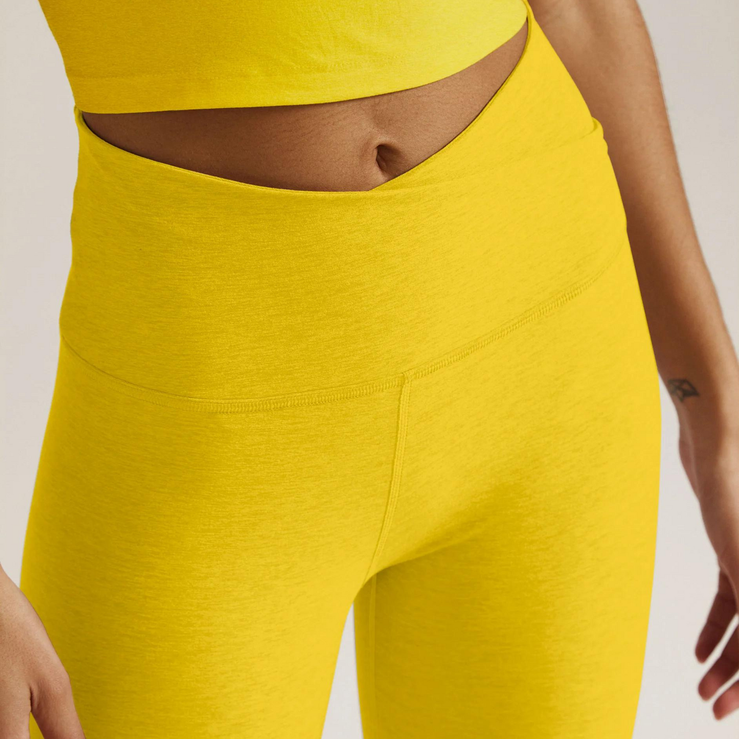At Your Leisure High Waist Midi Legging Yellow Flower Heather