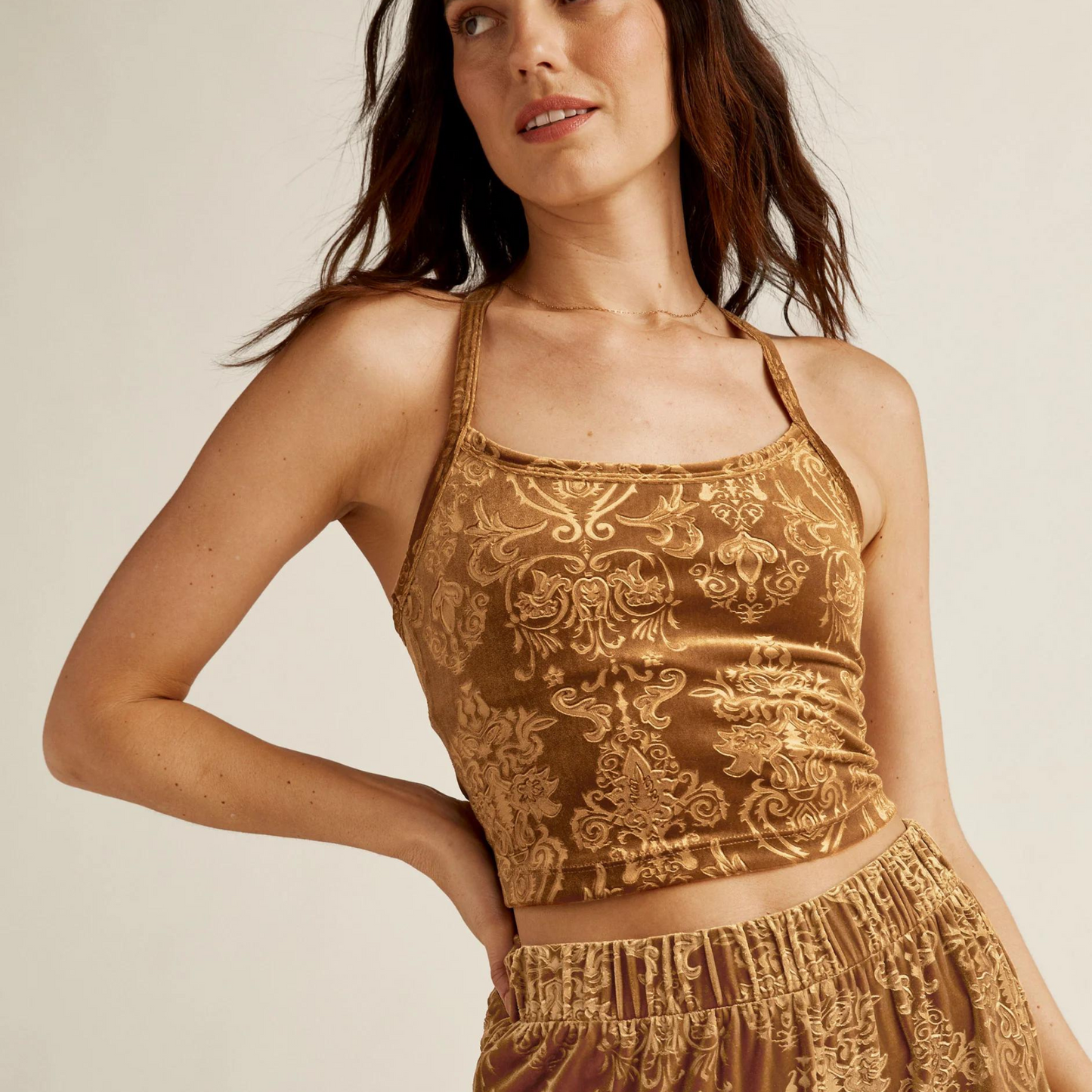 Slim Racerback Cropped Tank Deep Bronze