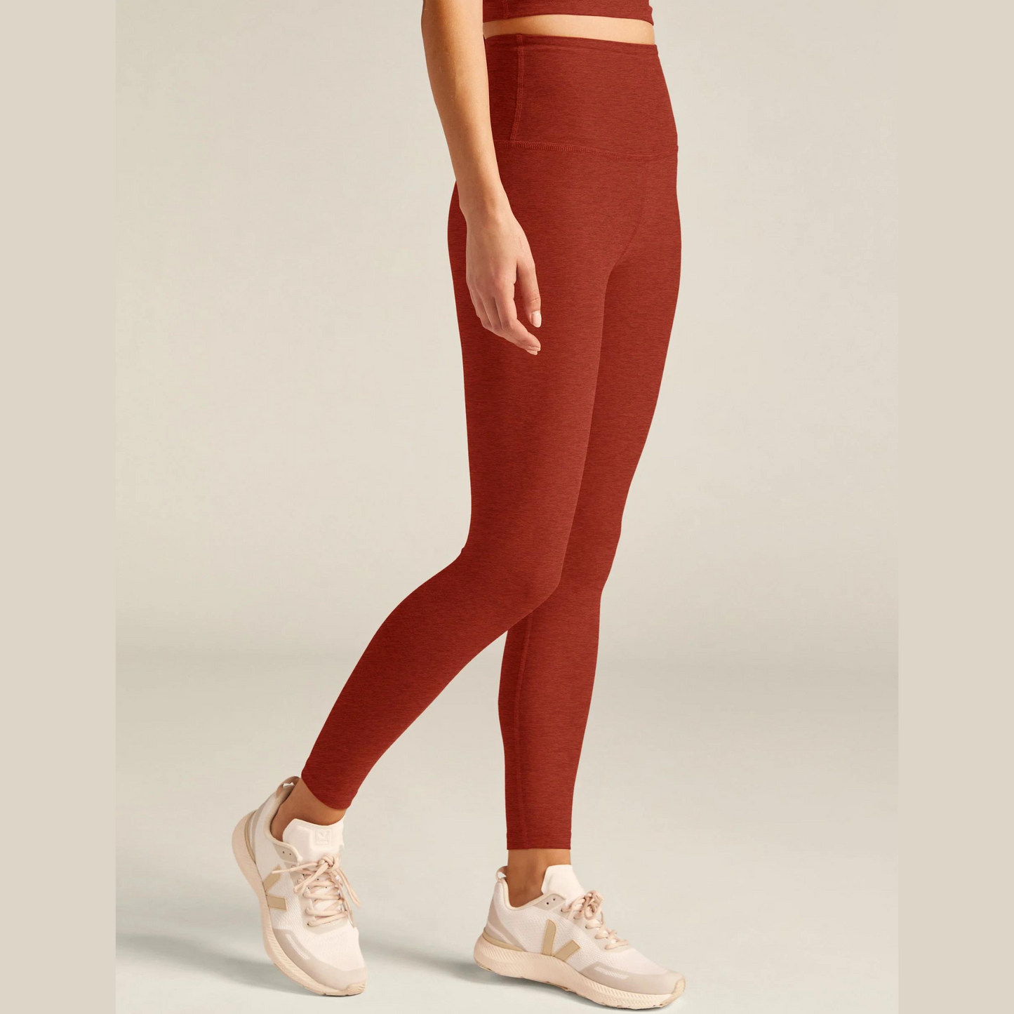 Spacedye High Waist Midi Legging Red Sand Heather