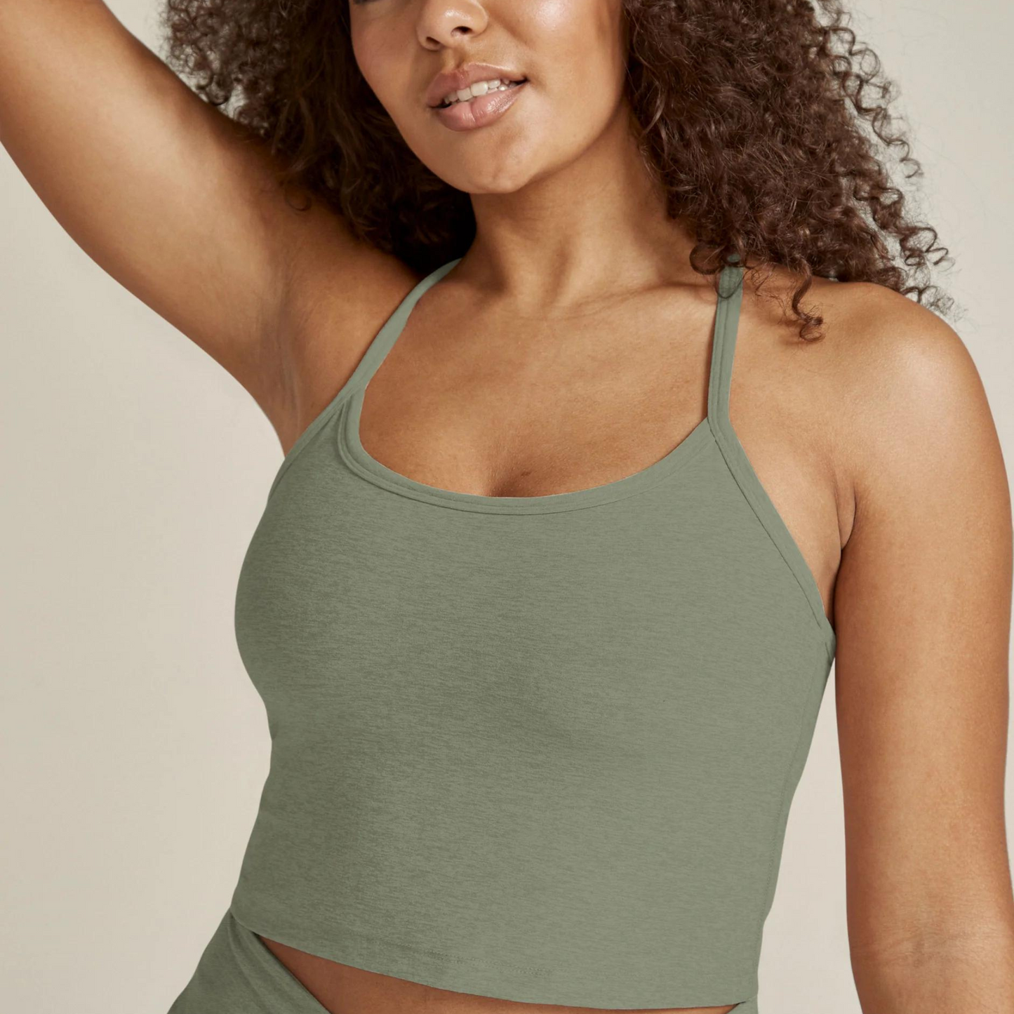 Spacedye Slim Racerback Cropped Tank Grey Sage