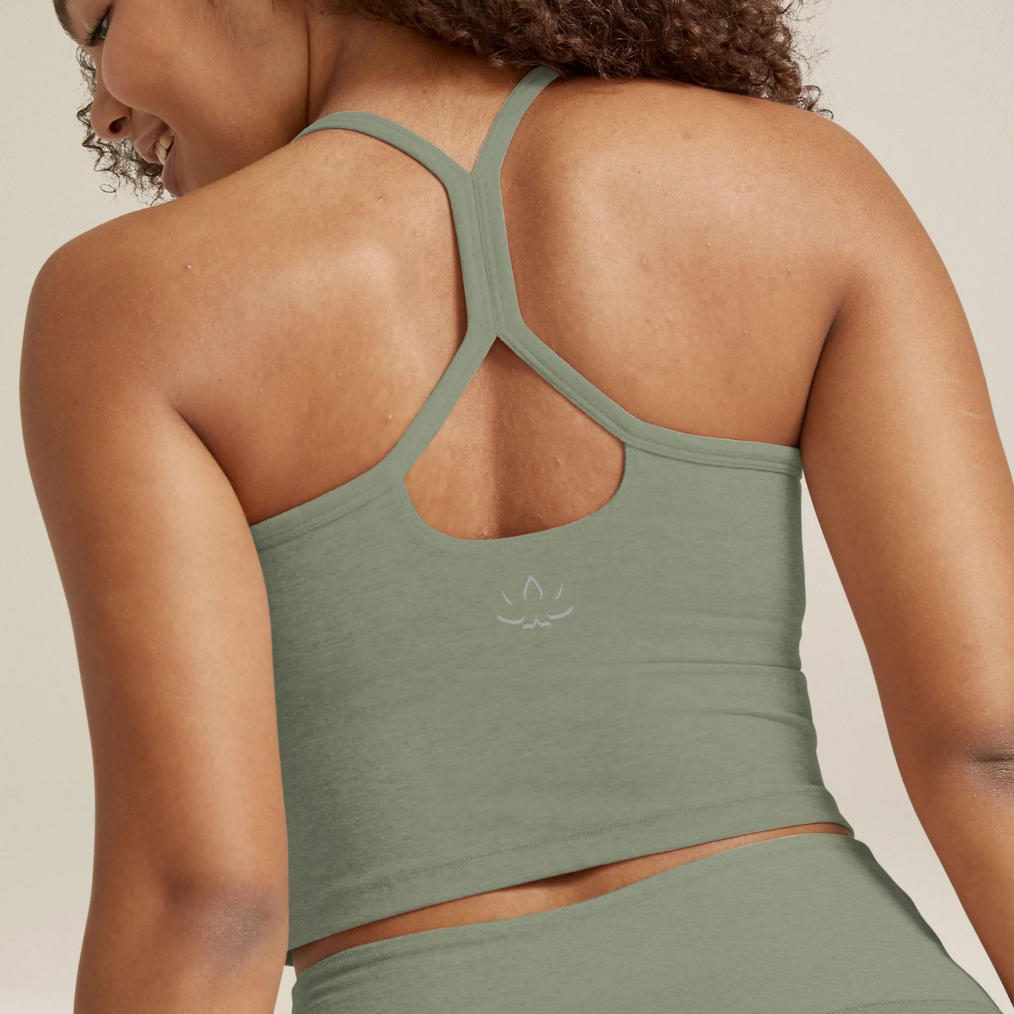 Spacedye Slim Racerback Cropped Tank Grey Sage