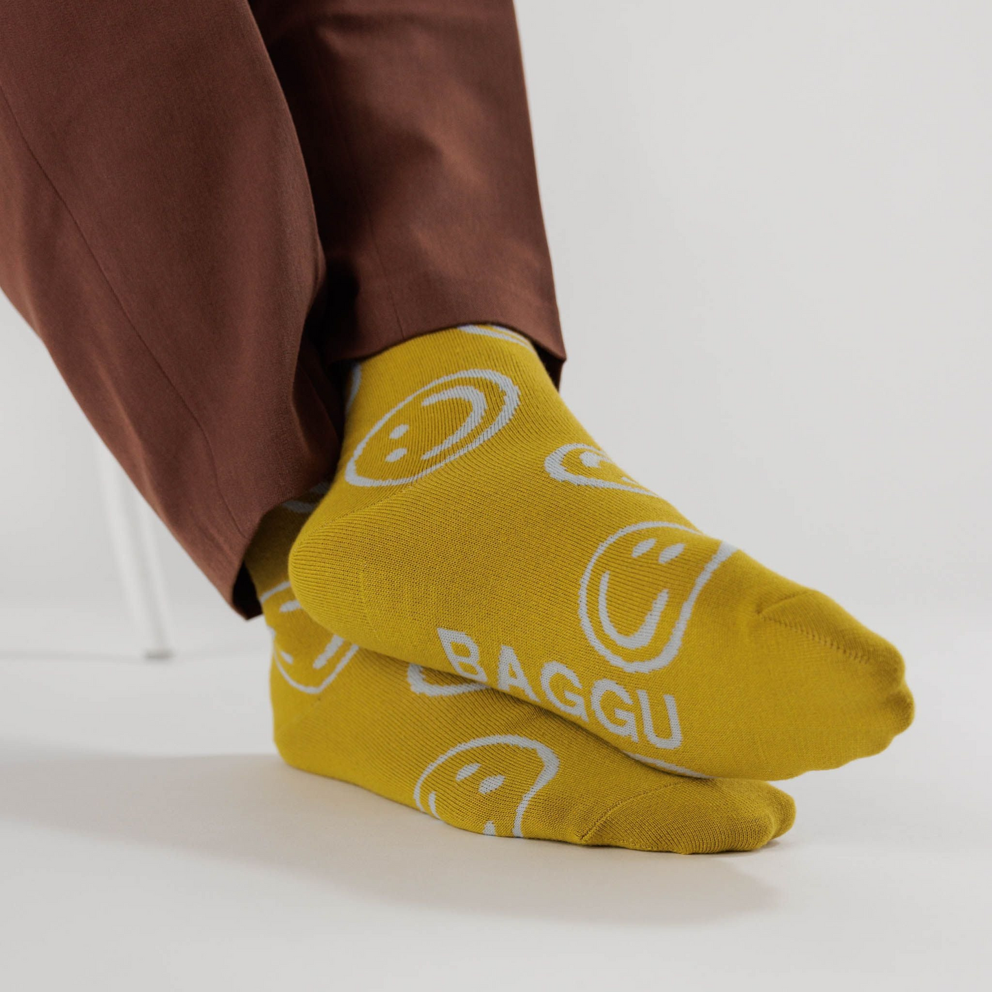 Crew Sock Ochre Happy