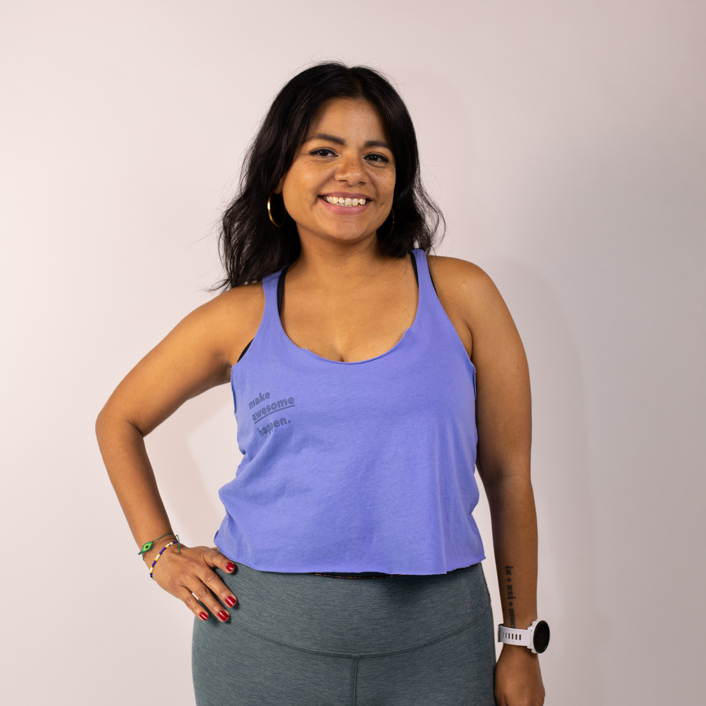 ODD Make Awesome Happen Cropped Tank Blue
