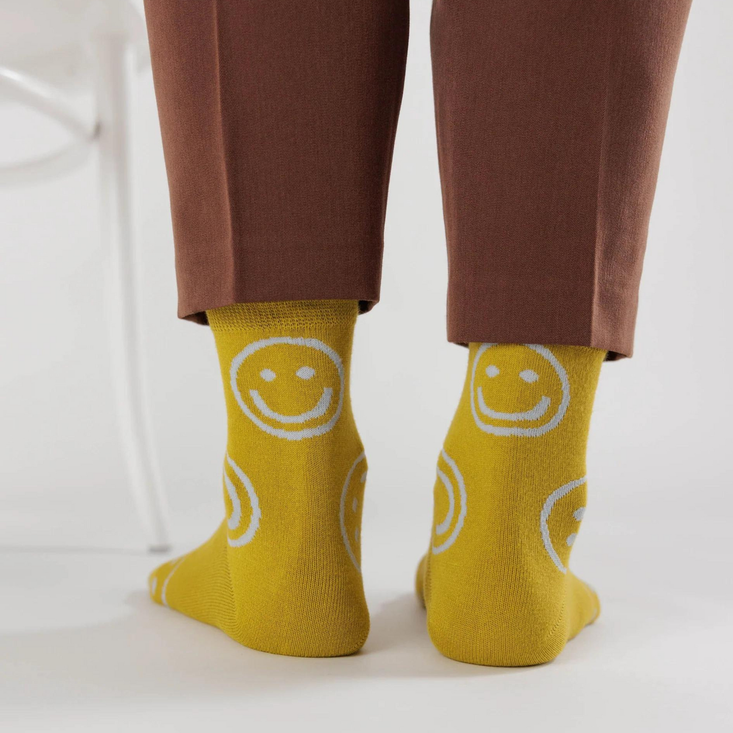 Crew Sock Ochre Happy