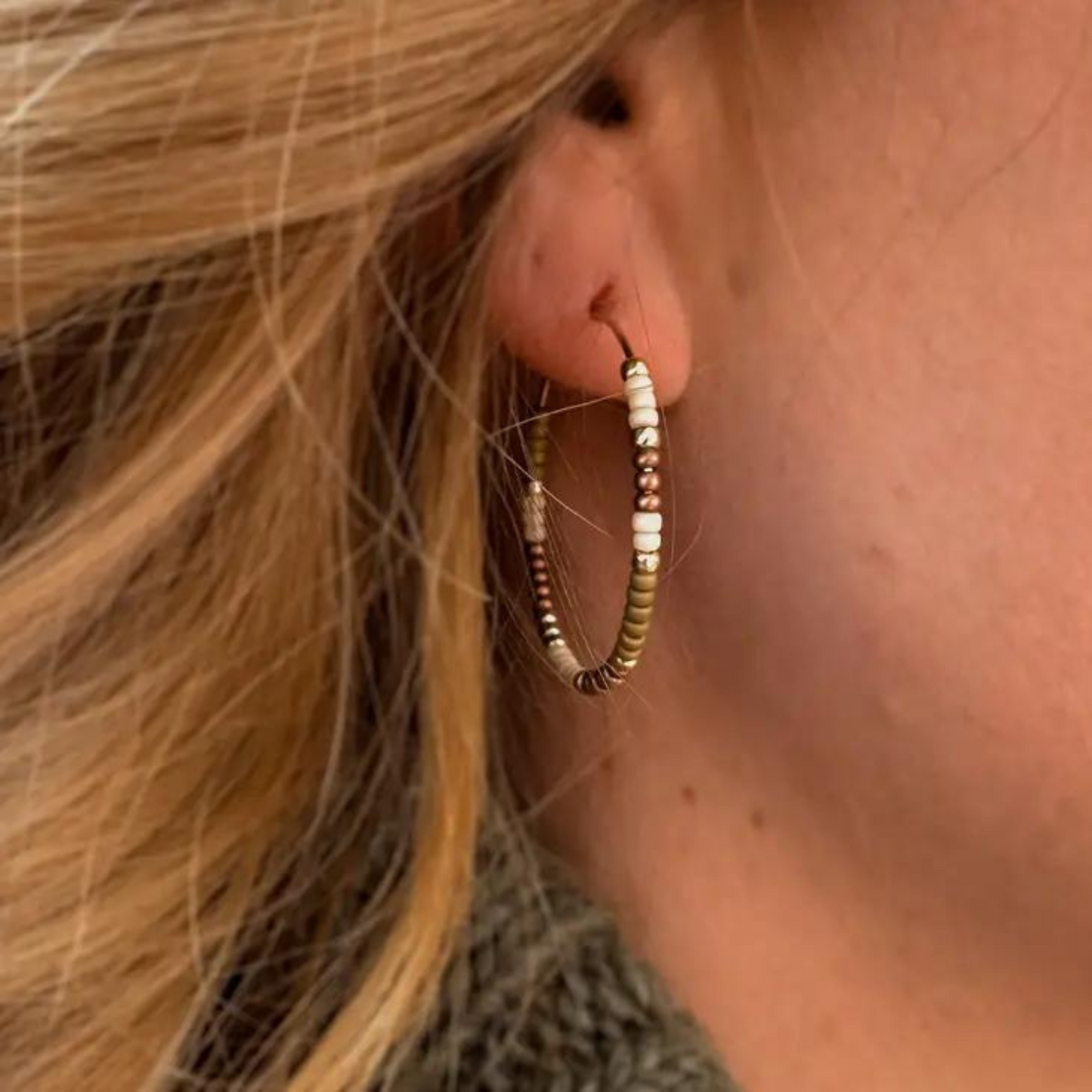 Beaded Hoop Earring - Sweater Weather