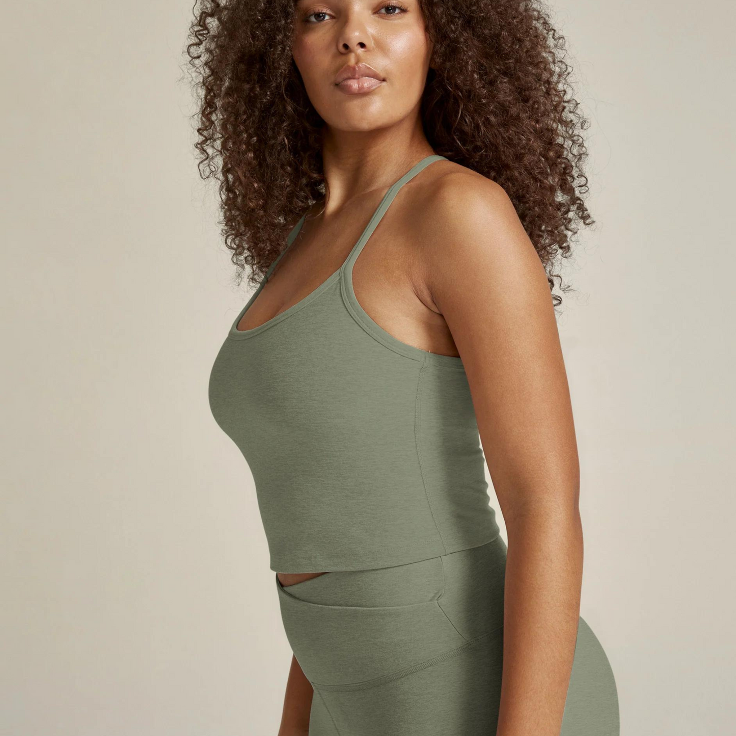 Spacedye Slim Racerback Cropped Tank Grey Sage