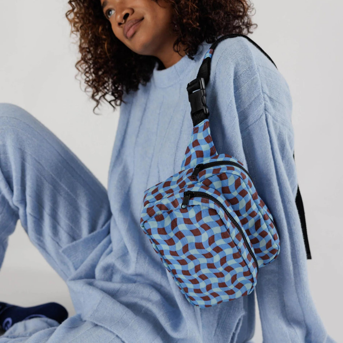 Fanny Pack Wavy Gingham Blue