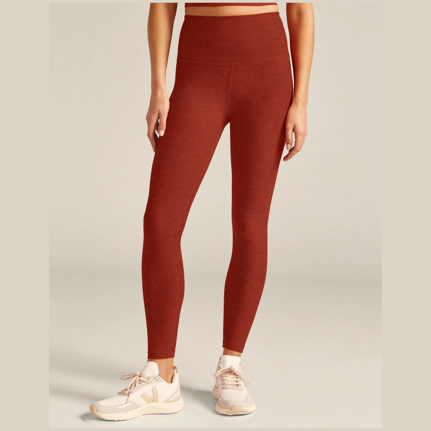 Spacedye High Waist Midi Legging Red Sand Heather