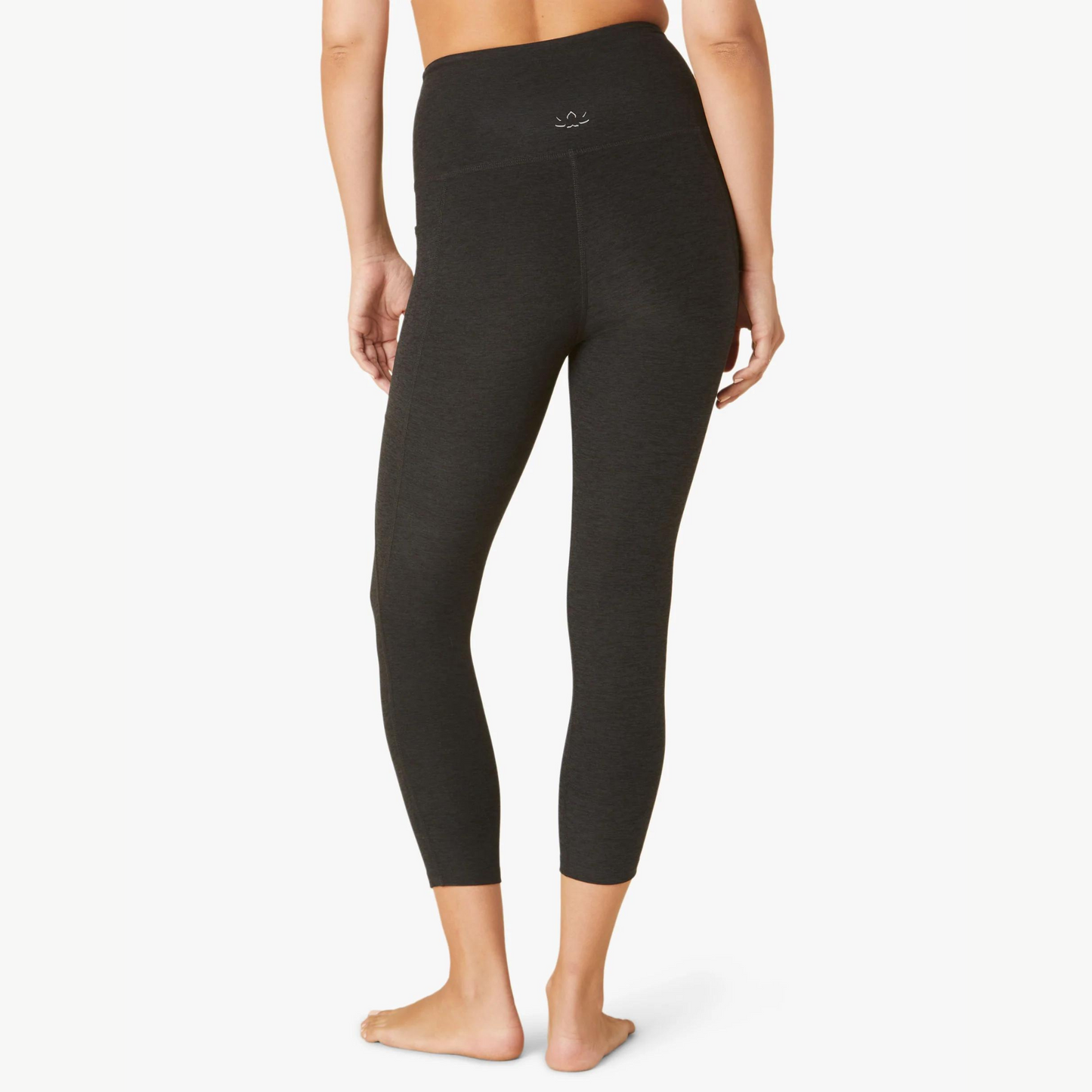 back of dark charcoal capri legging