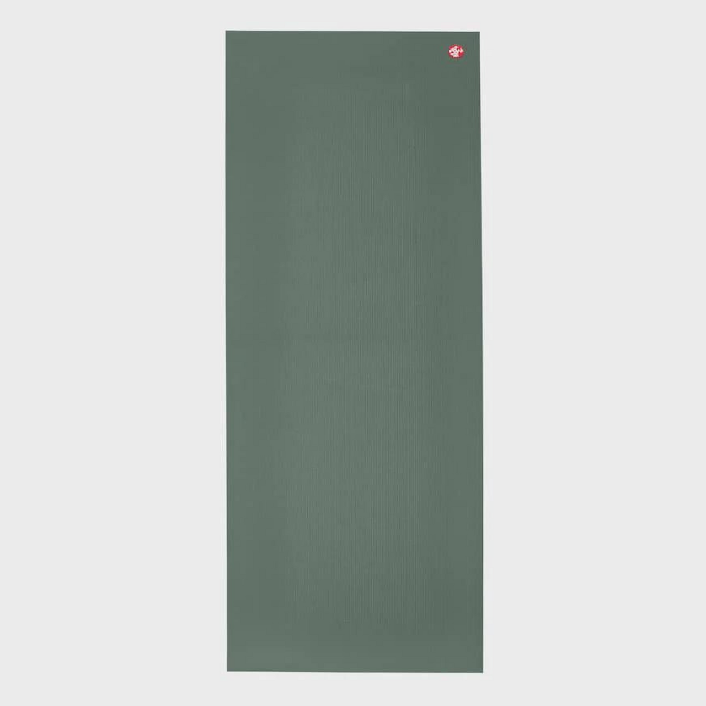 rolled out manduka prolite yoga mat in black sage color