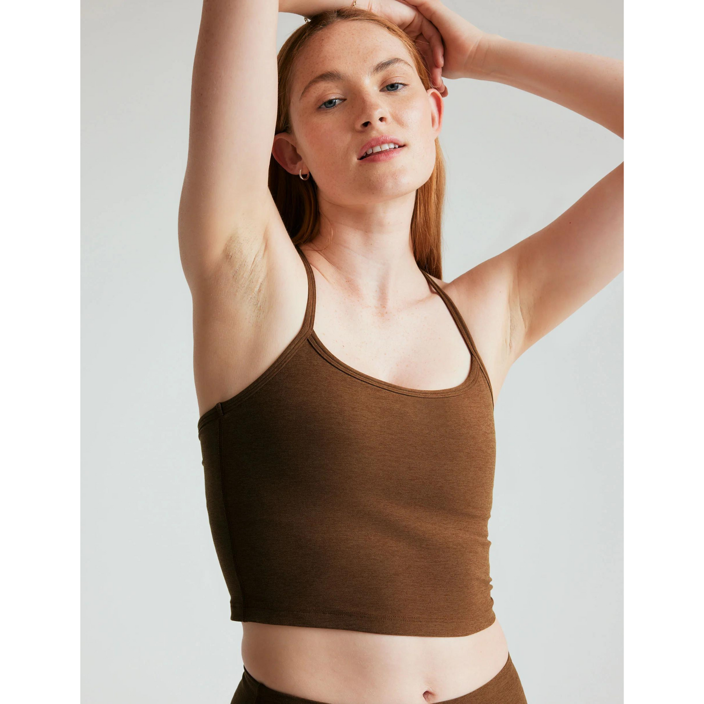 Spacedye Slim Racerback Cropped Tank Bold Mocha Heather