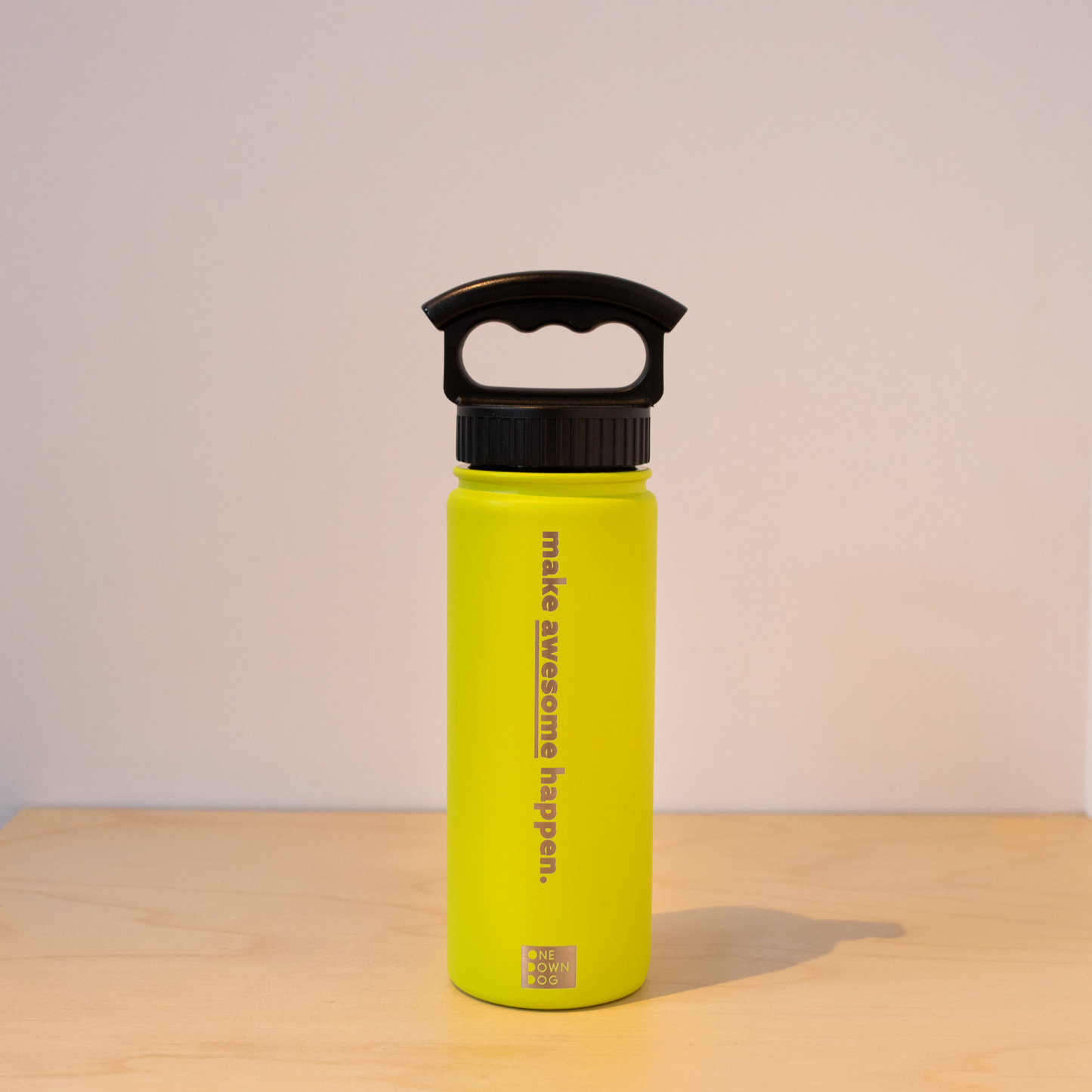 Make Awesome Happen 18oz Water Bottle Lime Green