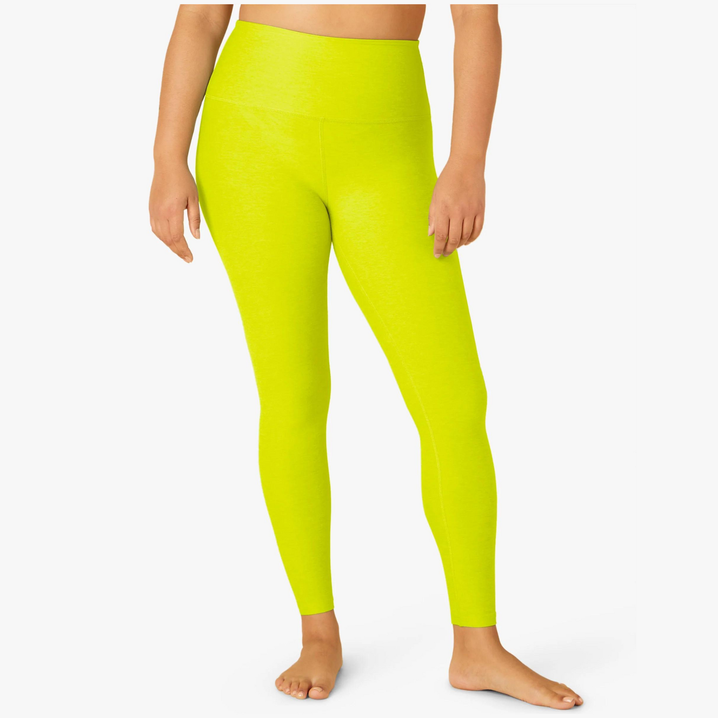 front view of bright lime green leggings