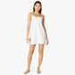 front of white fitted mid thigh thin strap dress