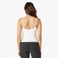 back of white thin strap slim fit scoop back tank top