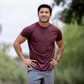 front of maroon mens athletic wear tee shirt