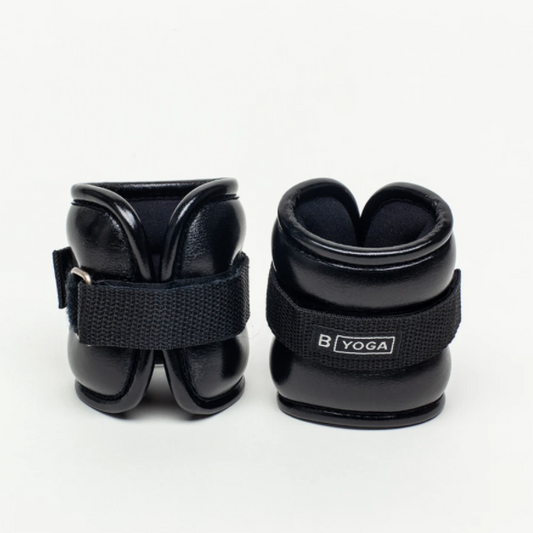 pair of black vegan leather 1lb ankle weights